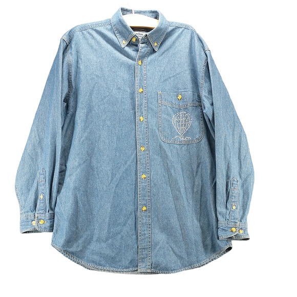 Real Good Denim Women's Jean Jacket Blue Medium Long Sleeve Button Front Vintage - Picture 1 of 12